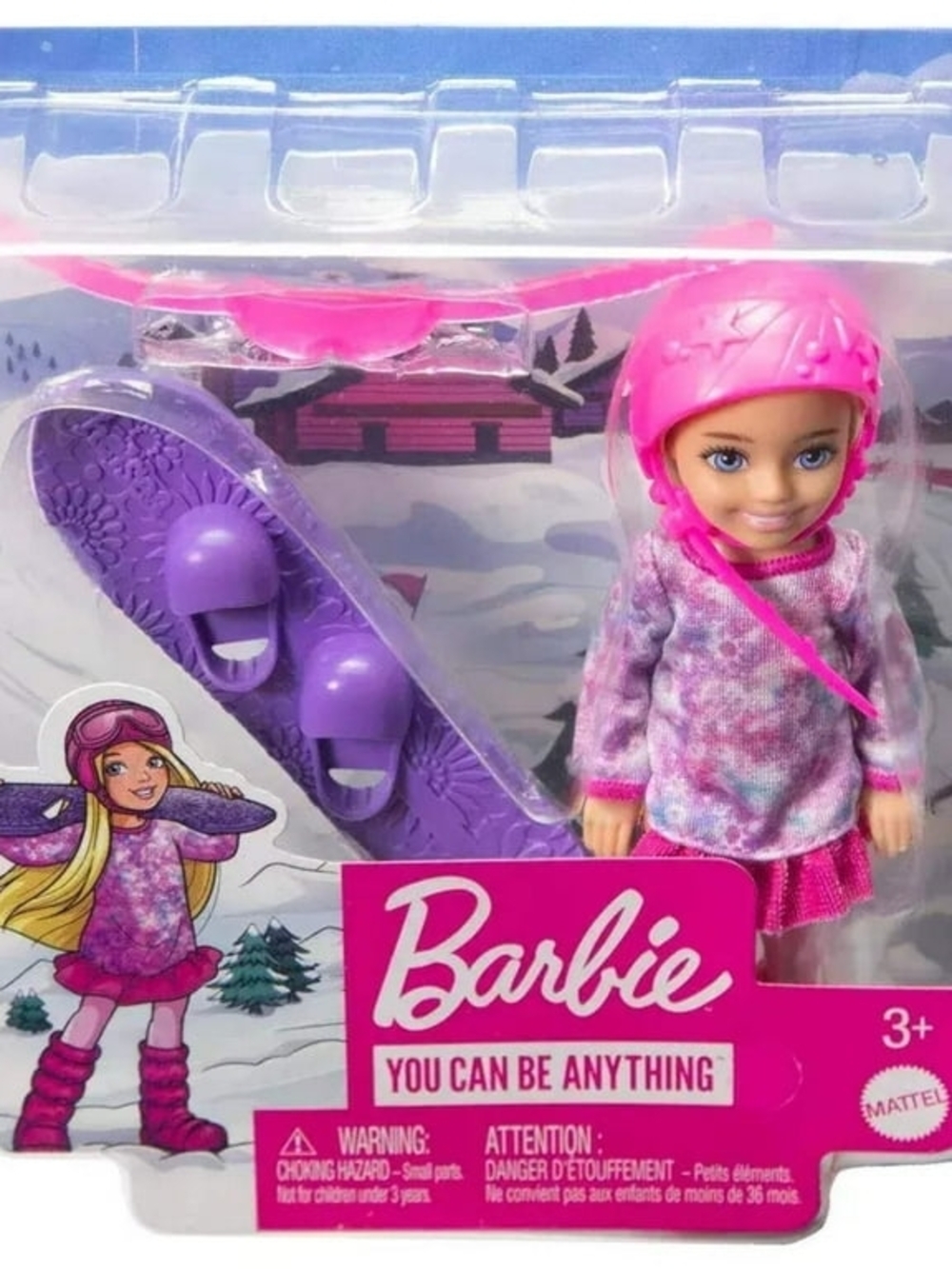 Barbie Chelsea Little Girl You Can Be Anything 6" Blonde Snowboarding Playset